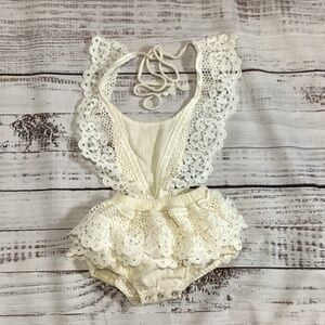 2174. Crocheted Lace Baby Jumper 6 Months | Halter Style | EUC 